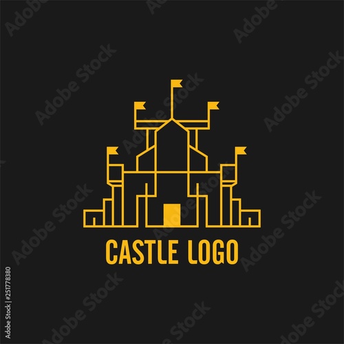 Modern Castle Logo in Line Style