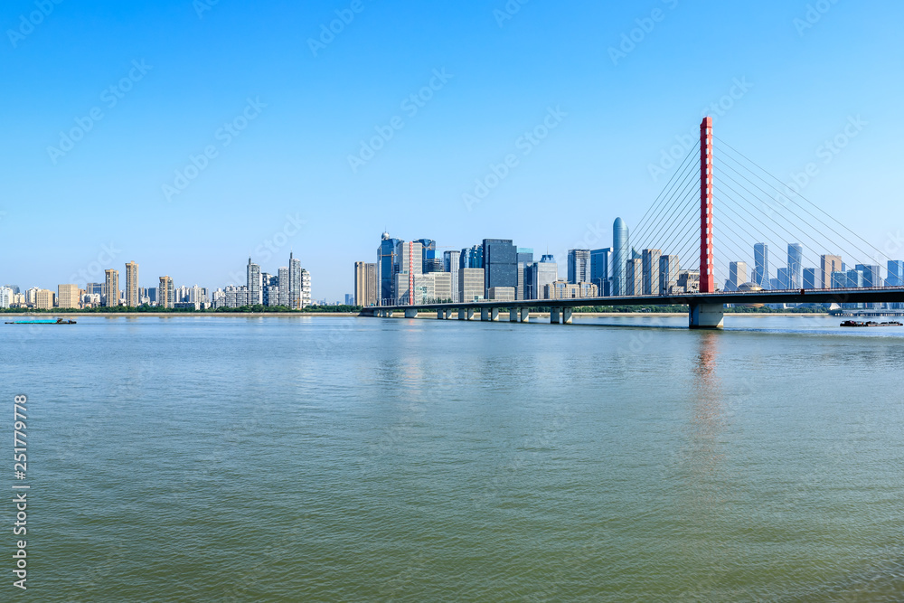 Panoramic city skyline with buildings in hangzhou