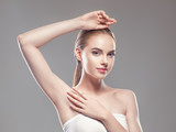 Armpit woman hand up deodorant epilation clean concept