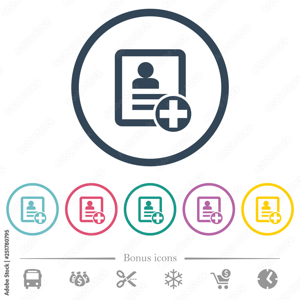 Add new contact flat color icons in round outlines Add new contact flat color icons in round outlines