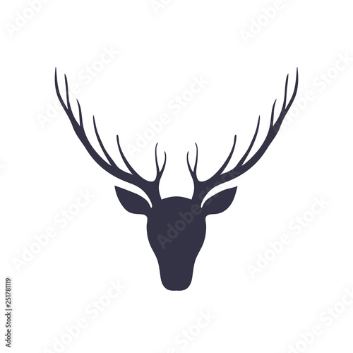 Silhouette of a deer head. Forest animals. Isolated