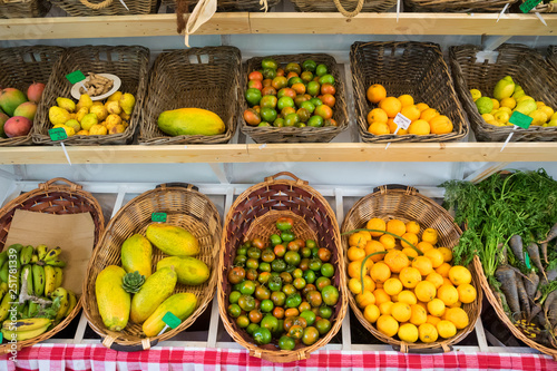 Organic fruits and vegetables at the Peasant Museum Market (Museo del Campesino) in Mozaga, Lanzarote photo
