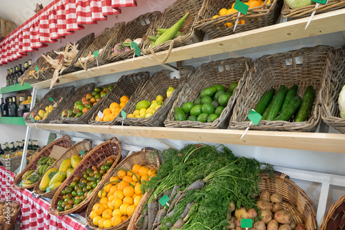 Organic fruits and vegetables at the Peasant Museum Market (Museo del Campesino) in Mozaga, Lanzarote photo
