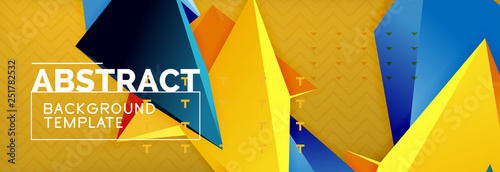 3d triangular shapes geometric background. Origami style pattern with triange shapes for decorative design. Poster design. Line design. Modern presentation template