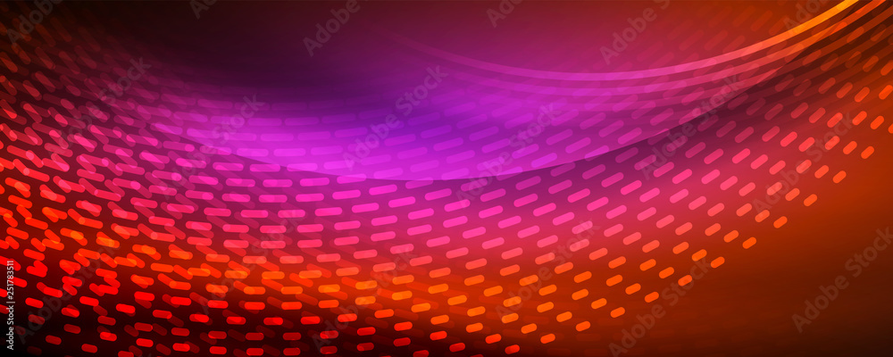 Glowing light particles in dark neon space, magic glow shiny abstract background Glowing light particles in dark neon space, magic glow shiny abstract background