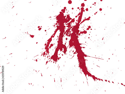 Blood drops and splatters on white background. Vector illustration