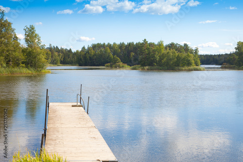 Beautiful view at little lake at Hjalmaren canal, Arboga, Sweden © gigra