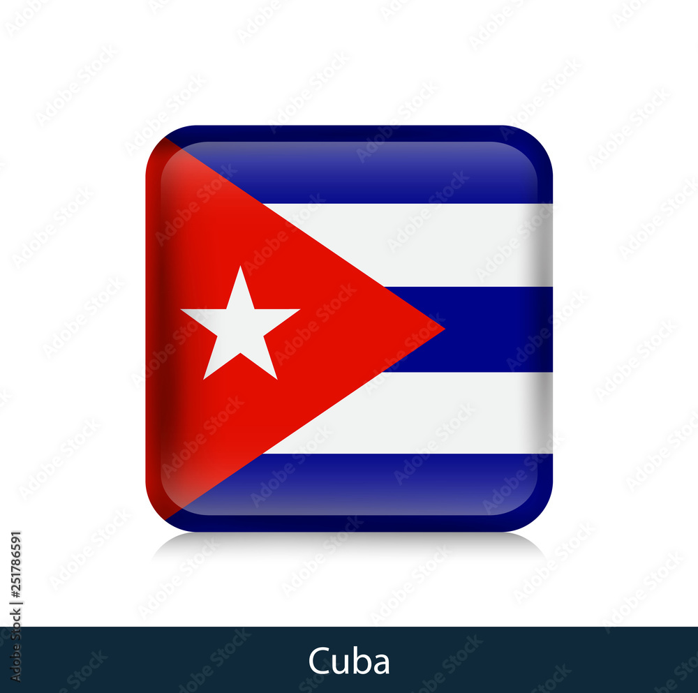 Flag of Cuba. Square glossy badge Flag of Cuba. Square glossy badge
