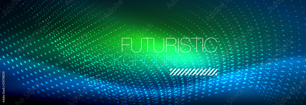 Glowing abstract wave on dark, shiny motion, magic space light. Vector techno abstract background Glowing abstract wave on dark, shiny motion, magic space light. Vector techno abstract background