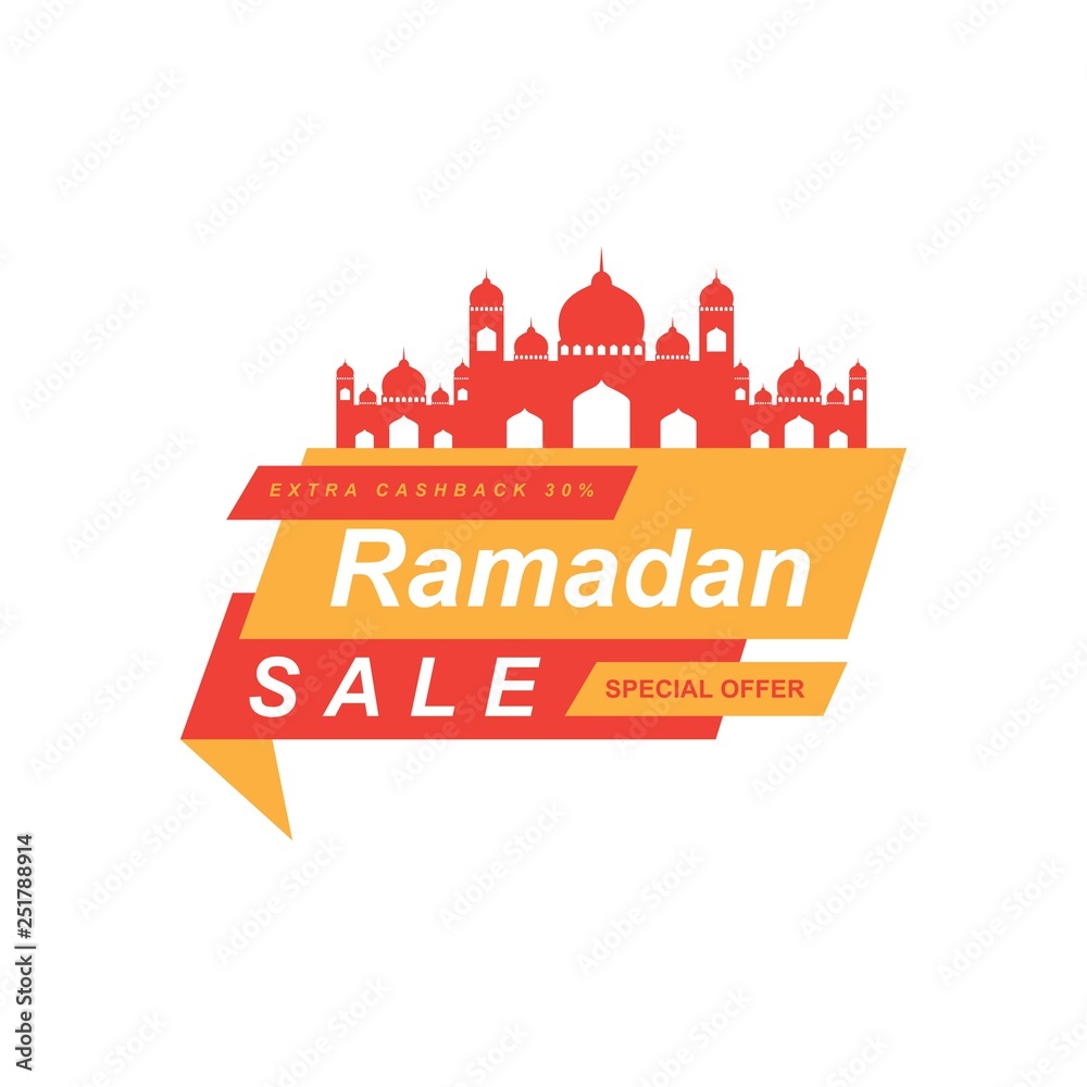 Ramadan sale banner,discount and best offer tag, label or sticker set on occasion of Ramadan Kareem and Eid