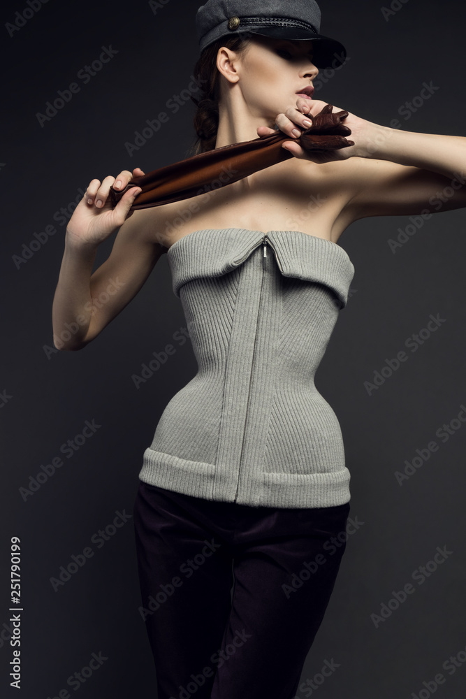 Studio portrait of beautiful young woman in casual clothes Studio portrait of beautiful young woman in casual clothes