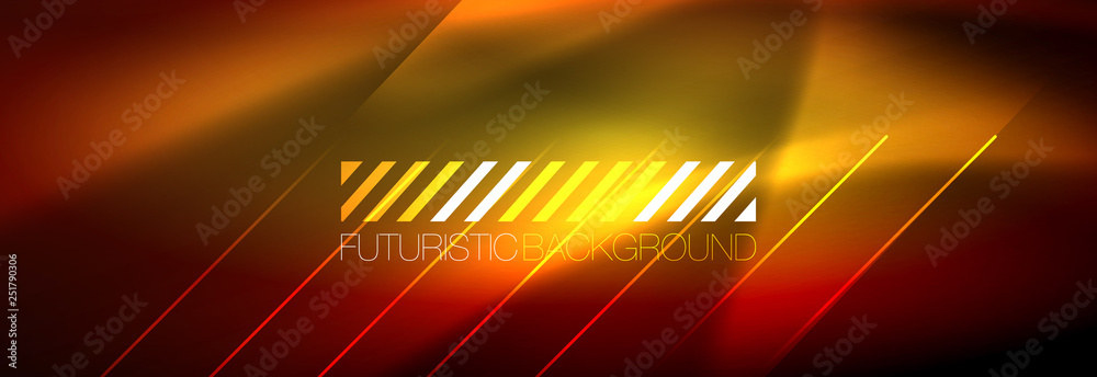 Neon glowing techno lines, hi-tech futuristic abstract background template with lines Neon glowing techno lines, hi-tech futuristic abstract background template with lines