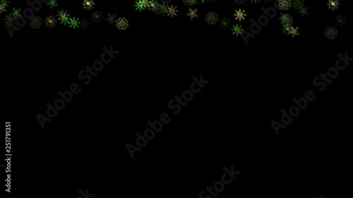 Abstract background with a variety of colorful snowflakes. Big and small.