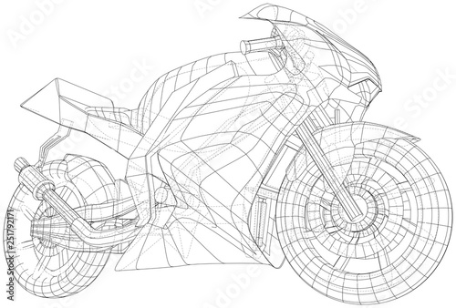 Sports bike technical wire-frame. EPS10 format. Vector created of 3d.