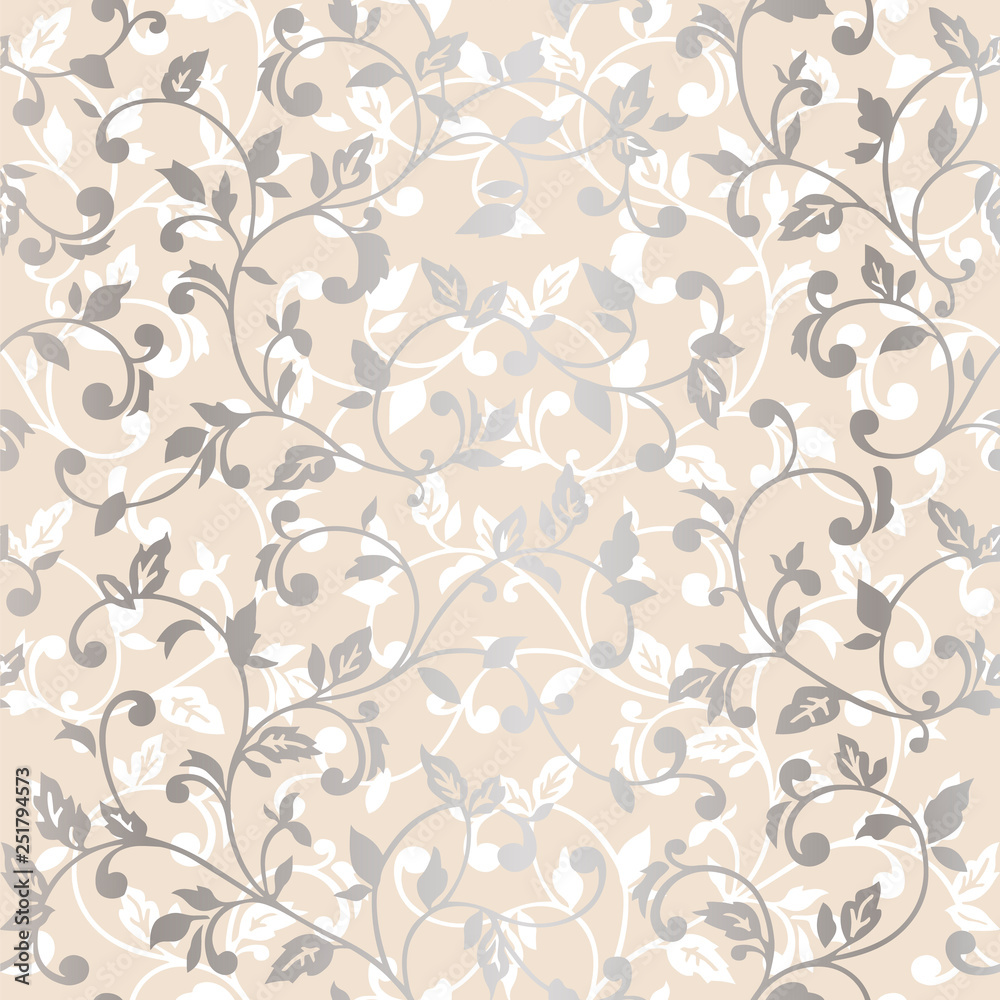 Vector seamless pattern with spring branches. Decorative background for for the design of surfaces, textiles, wallpapers, postcards, invitations, covers.