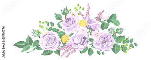 Wedding Card Design with Watercolor Flowers.