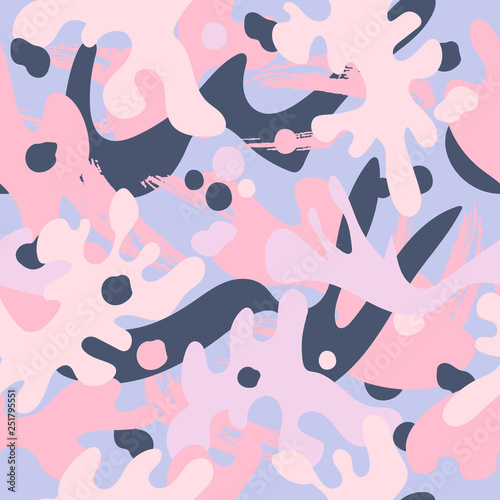 Abstract brushstroke background, colorful patter. Seamless pattern with brush strokes in fresh pastel colors. © Maggie
