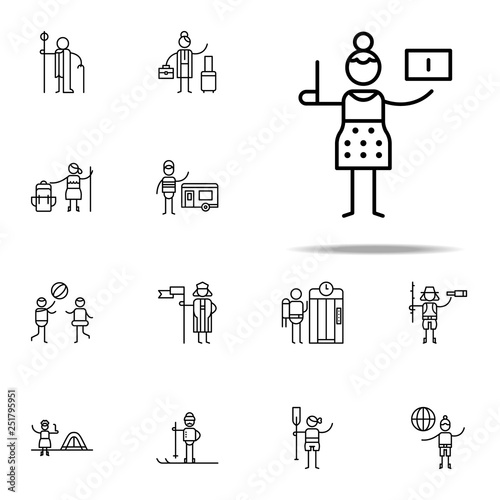 Woman, postcard icon. Travel icons universal set for web and mobile