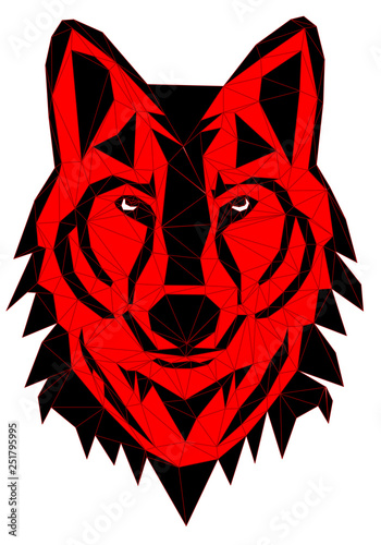 Geometric vector head of wolf drawn in line or triangle style, suitable for modern tattoo polygonal templates, icons or logo elements VECTOR EPS 10
