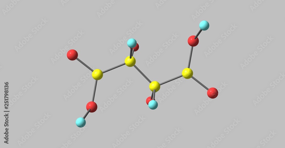 Tartaric acid molecular structure isolated on grey Tartaric acid molecular structure isolated on grey