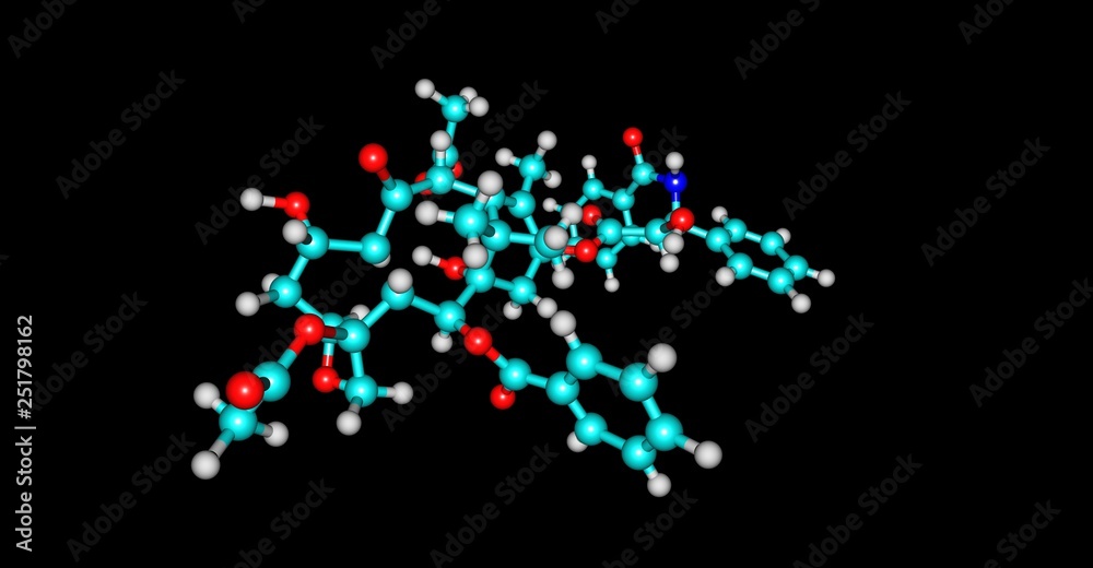 Paclitaxel molecular structure isolated on black