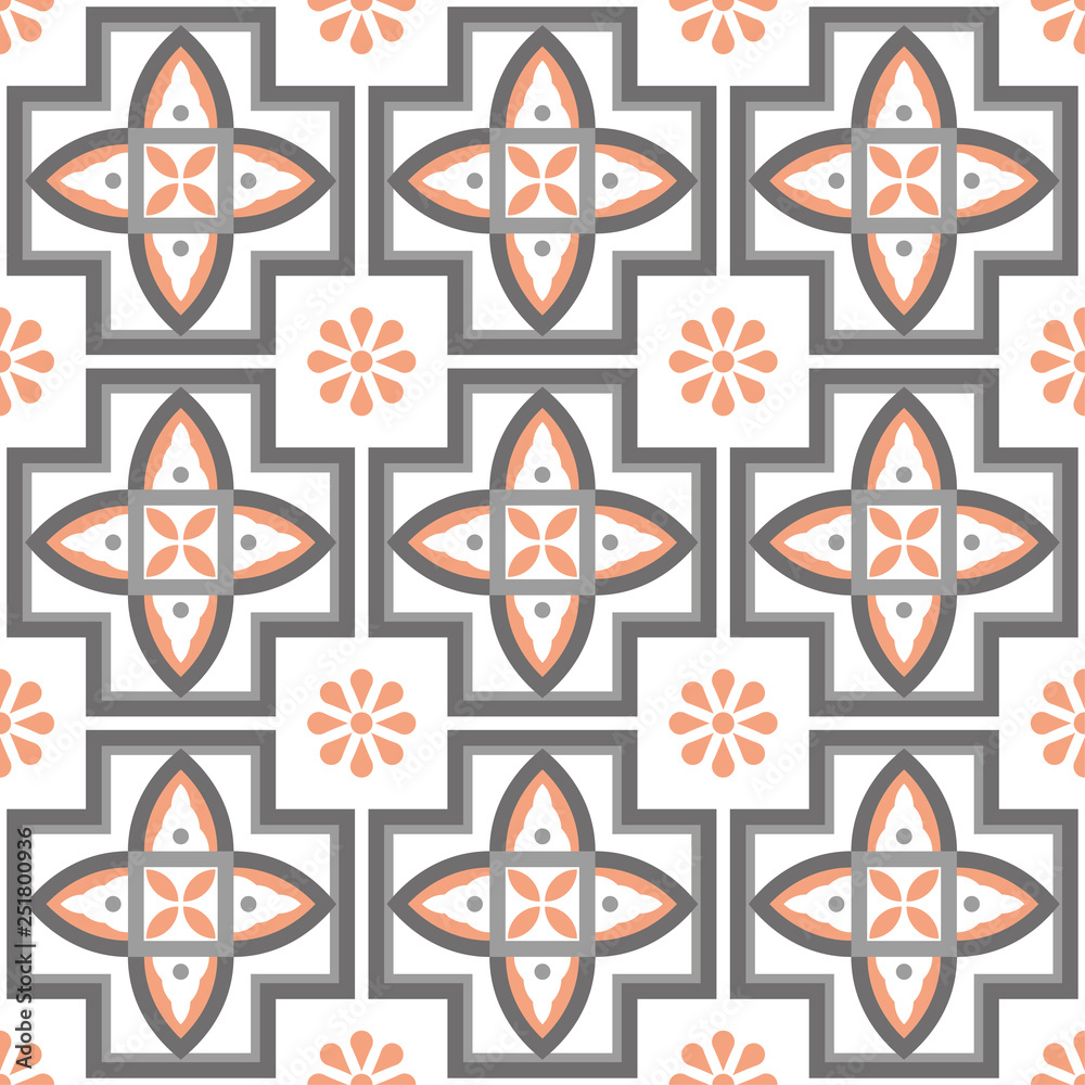 Decorative pattern for the background, tile and textiles. It is assembled from modular parts. Vector. Seamless. Decorative pattern for the background, tile and textiles. It is assembled from modular parts. Vector. Seamless.