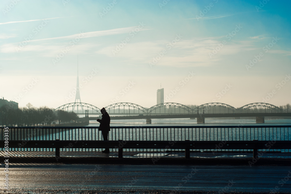 Person on a bridge