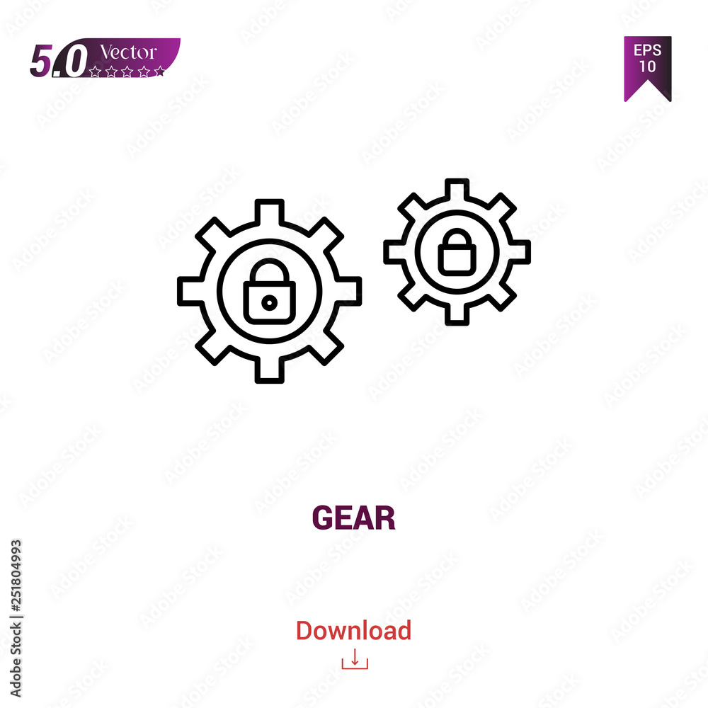 Outline GEAR icon isolated on white background. Line pictogram. Graphic design, mobile application, logo, user interface. Editable stroke. EPS10 format vector illustration Outline GEAR icon isolated on white background. Line pictogram. Graphic design, mobile application, logo, user interface. Editable stroke. EPS10 format vector illustration