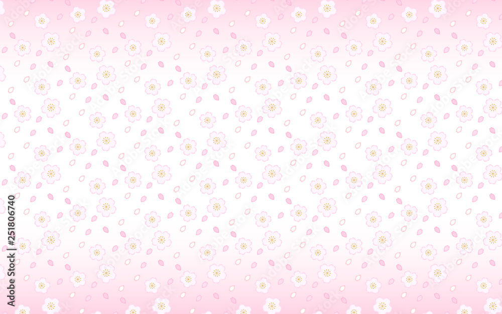 桜と桜の花びらの背景イラスト