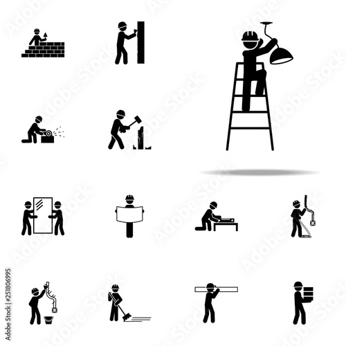 install, lamp worker icon. Construction People icons universal set for web and mobile