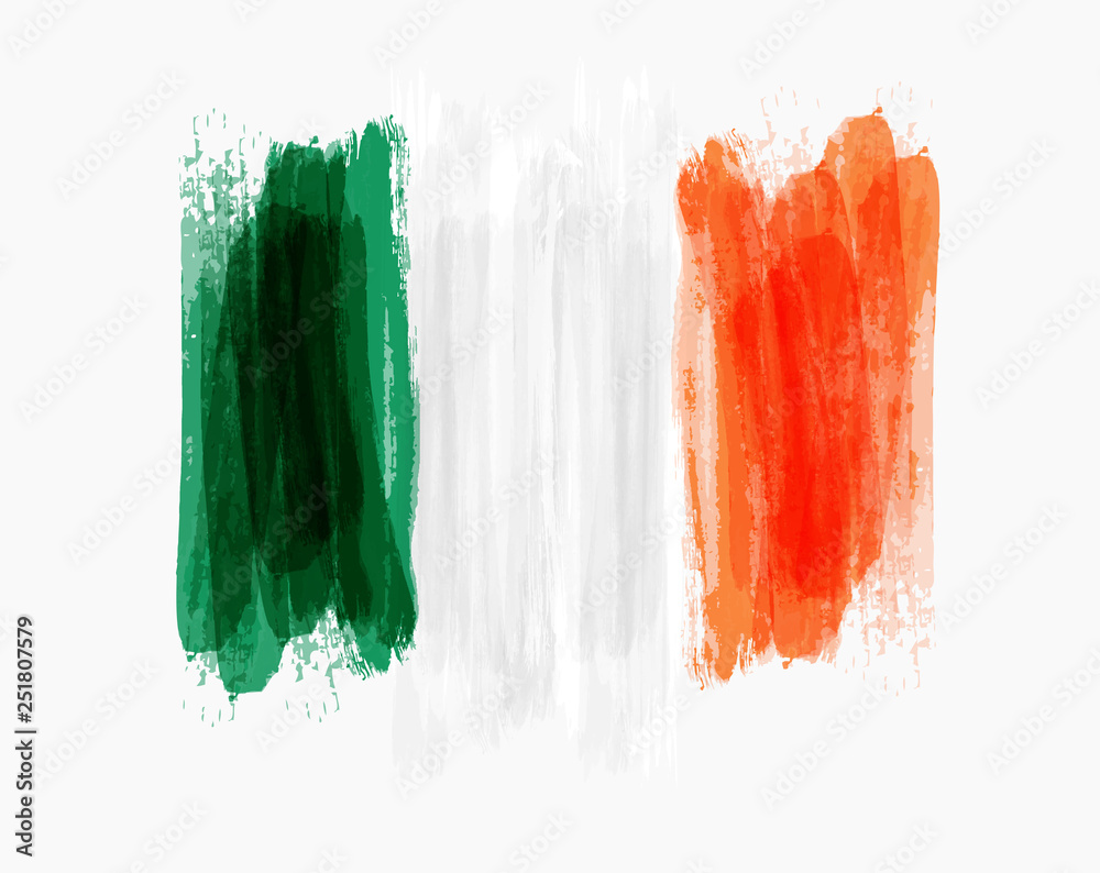 Abstract watercolor Ireland flag