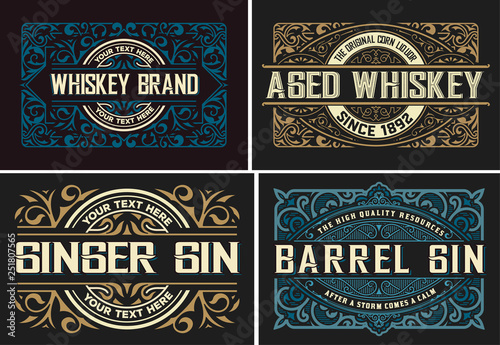 Set of 4 vintage labels ready for packing. Vector layered