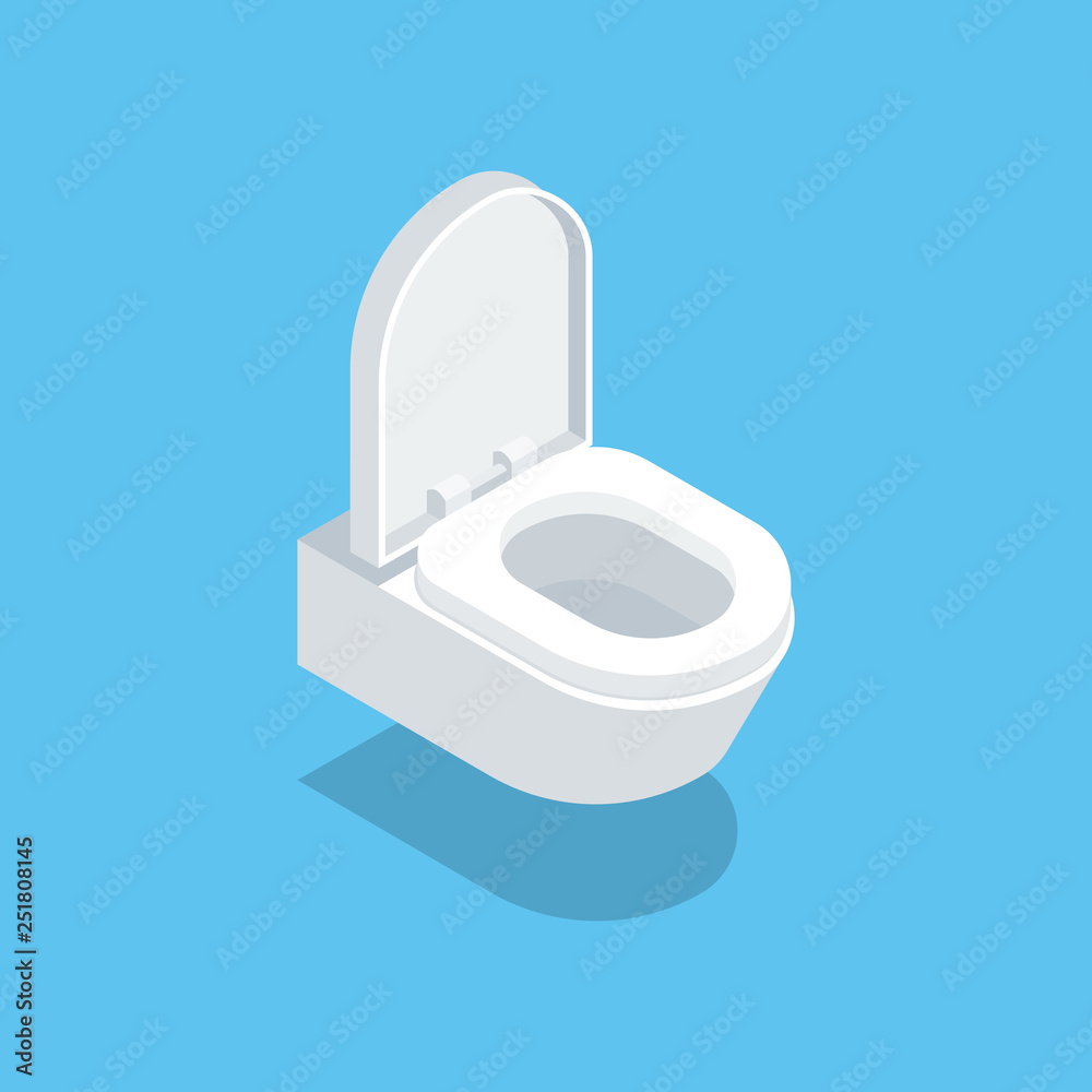 Wall mounted toilet. Hanging toilet without tank. Vector illustration of  isometric isolated icon. Clean flat style. Stock Vector | Adobe Stock