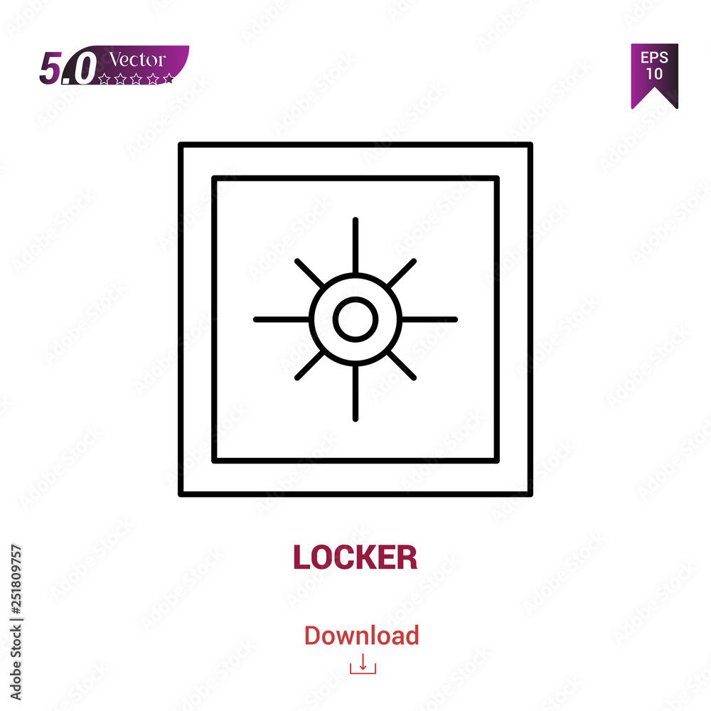 Outline LOCKER icon isolated on white background. Line pictogram. Graphic design, mobile application, logo, user interface. Editable stroke. EPS10 format vector illustration