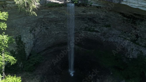 Ozone Falls in Tennessee woods, aerial photo