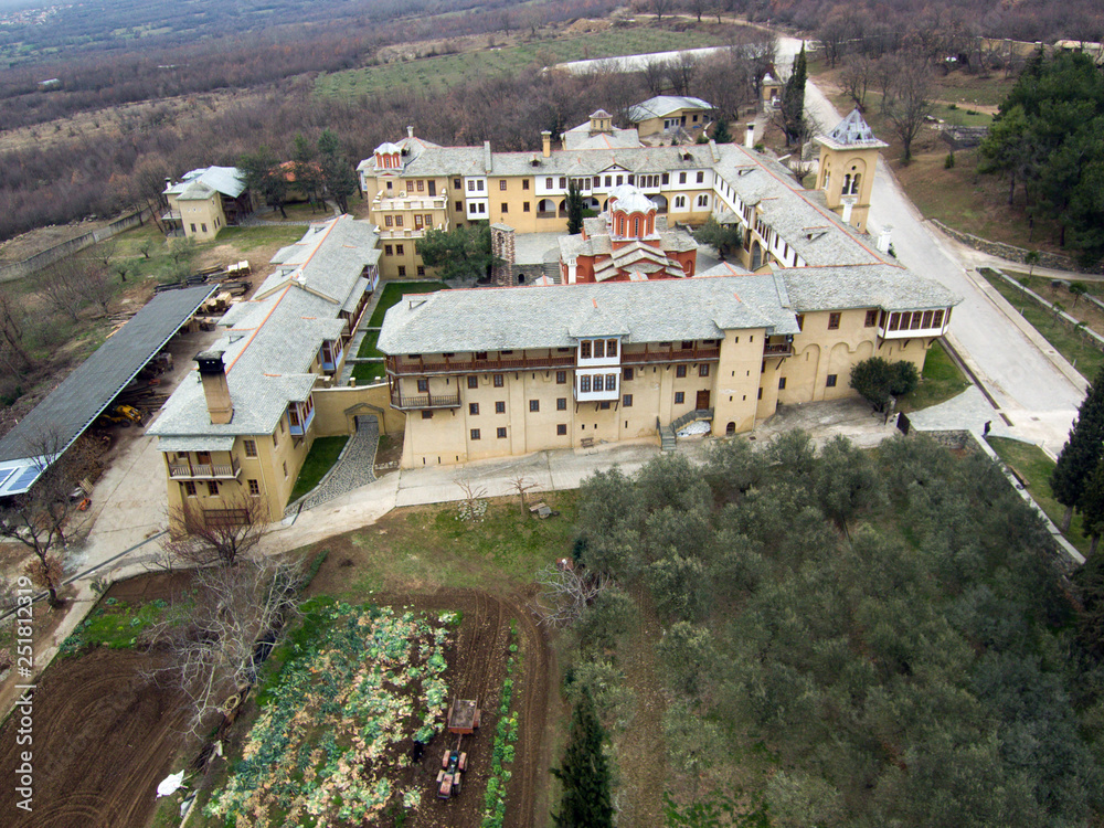 Obraz premium Holy monastery of St. John the Baptist in Akritochori, Serres, Greece. It is built in the architectural standards of Byzantine monasteries