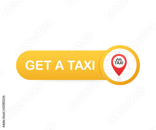 Get a taxi. Taxi banner. Online mobile application order taxi service horizontal illustration. Vector illustration.