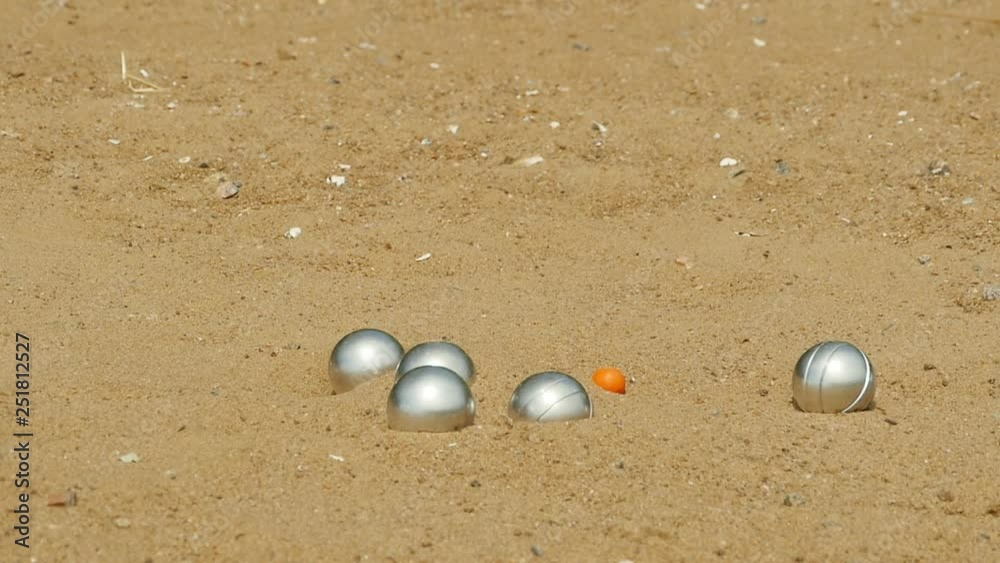 petanque leisure game on the beach, slow motion petanque leisure game on the beach, slow motion