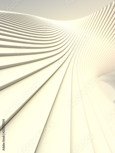 Fototapeta Naklejka Na Ścianę i Meble -  White stripe pattern futuristic background. Computer generated geometric shape. 3d render illustration