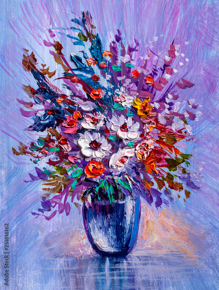 Bouquet of wild flowers. Impressionist style. - obrazy, fototapety, plakaty 