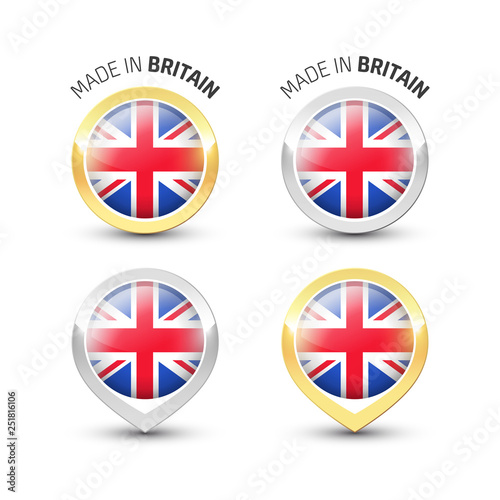 Made in Britain UK - Round labels with flags