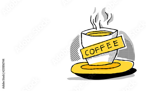 Cafe mural design in yellow and black color