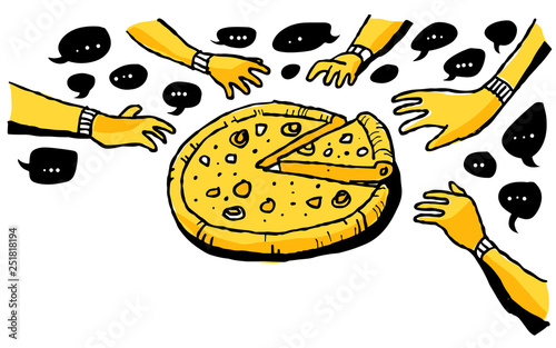 Pizza time. yellow and black vector