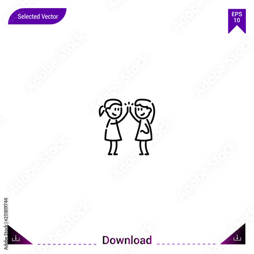 Outline high-five icon isolated on white background. Line pictogram. Graphic design, mobile application. Editable stroke. EPS10 format vector illustration