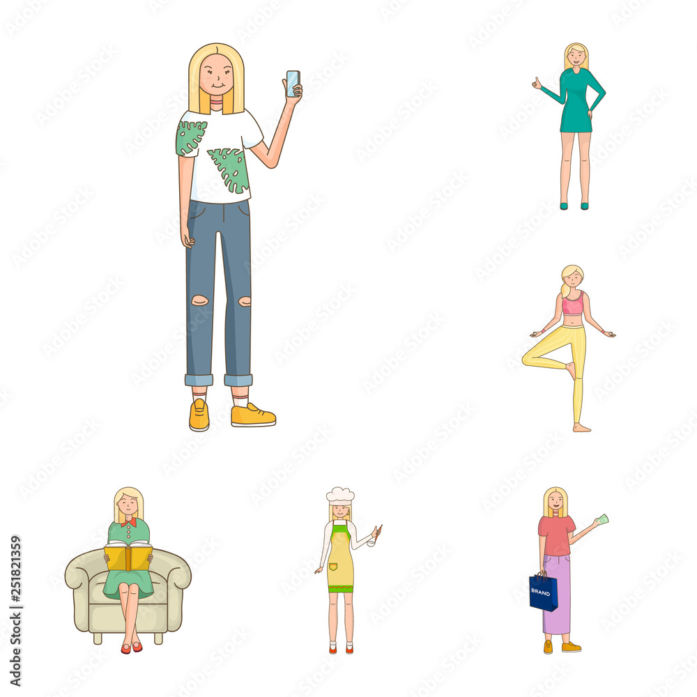 Isolated object of woman and body logo. Collection of woman and style stock symbol for web.