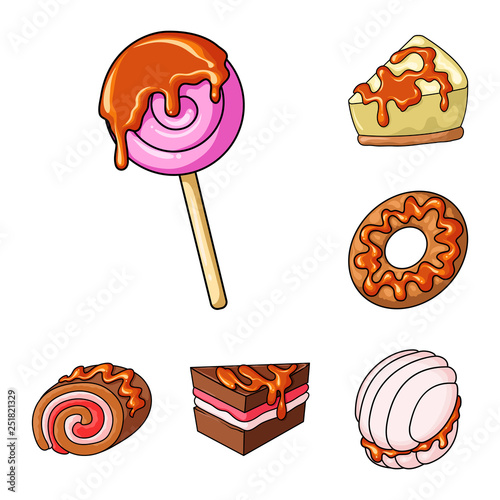 Vector illustration of dessert and sweet symbol. Set of dessert and food vector icon for stock.