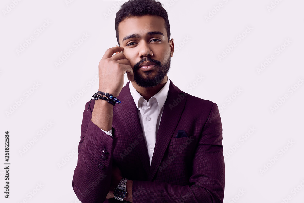 Brutal young African American male model in formal fashion suit Brutal young African American male model in formal fashion suit