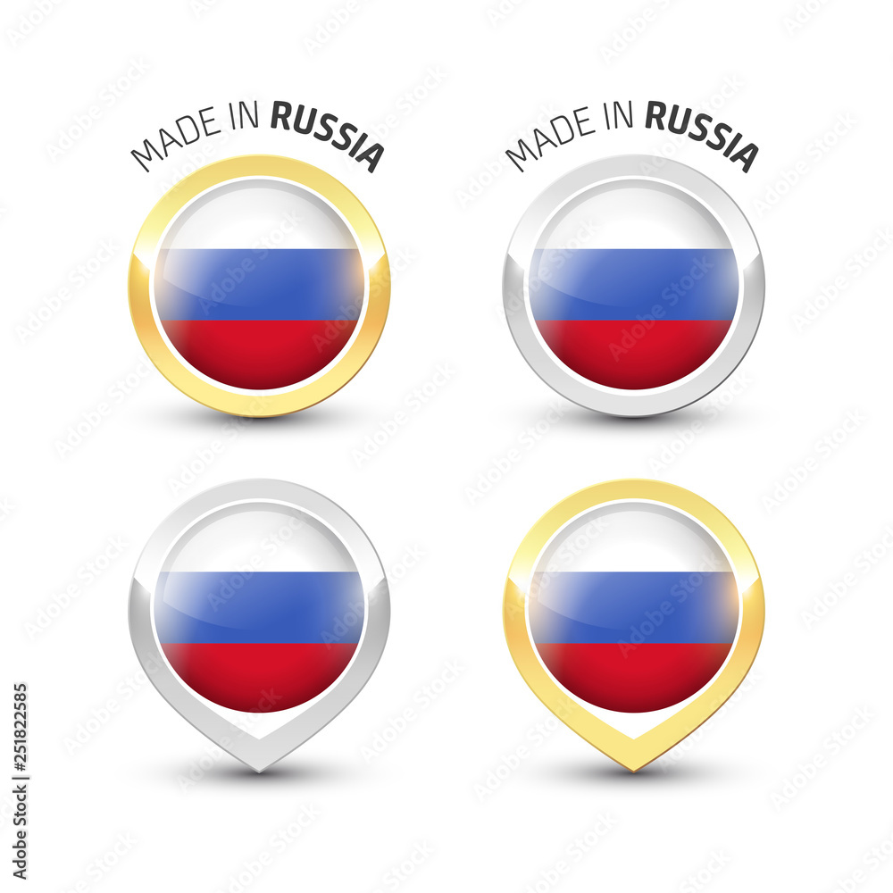 Made in Russia - Round labels with flags Made in Russia - Round labels with flags