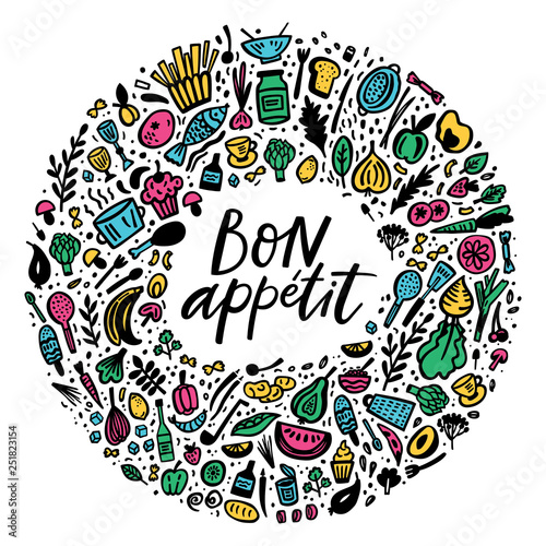 Bon Appetit doodle sticker set