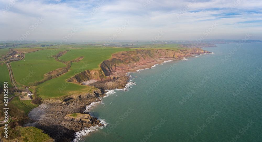 Aerial view of The Bay at Stackpole Quay, Pembrokeshire, South Wales